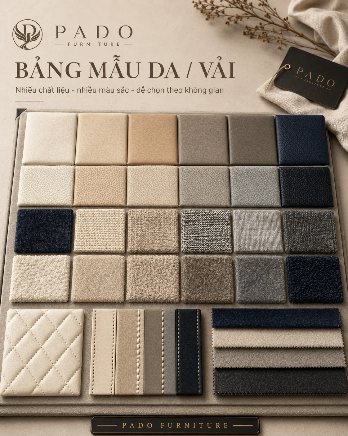 Chọn loại da, gỗ, nguyên vật liệu